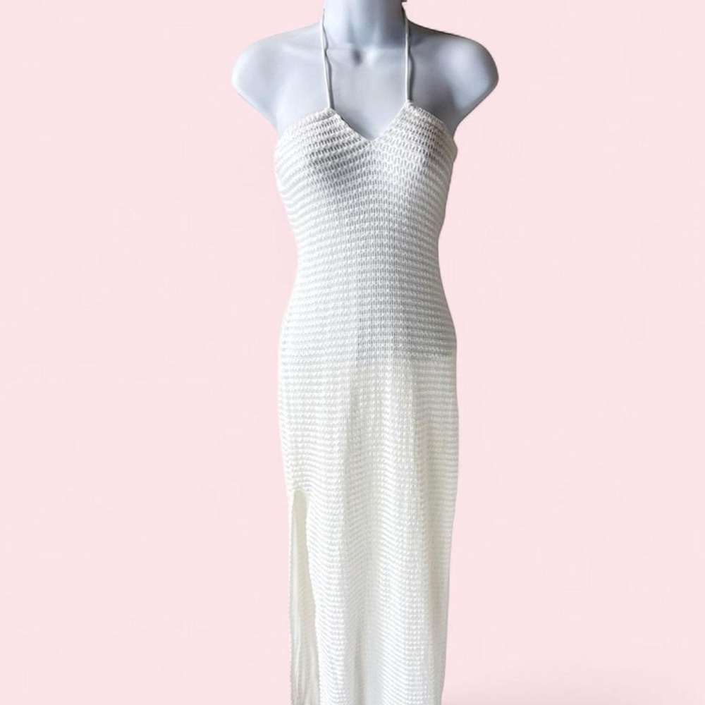 Sexy Sabo White Halter Maxi Dress Size Small